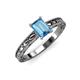 3 - Rachel Classic 7x5 mm Emerald Shape Blue Topaz Solitaire Engagement Ring 