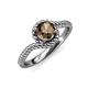 4 - Aerin Desire 6.50 mm Round Smoky Quartz Bypass Solitaire Engagement Ring 