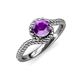 4 - Aerin Desire 6.50 mm Round Amethyst Bypass Solitaire Engagement Ring 