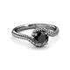 3 - Aerin Desire 6.00 mm Round Black Diamond Bypass Solitaire Engagement Ring 