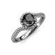 4 - Aerin Desire 6.00 mm Round Black Diamond Bypass Solitaire Engagement Ring 