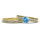 1 - Enya Classic Blue Topaz and Diamond Bridal Set Ring 