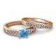 2 - Enya Classic Blue Topaz and Diamond Bridal Set Ring 