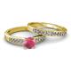 2 - Enya Classic Rhodolite Garnet and Diamond Bridal Set Ring 