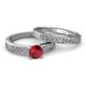 2 - Enya Classic Ruby and Diamond Bridal Set Ring 