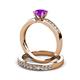 3 - Enya Classic Amethyst and Diamond Bridal Set Ring 