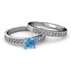 2 - Ronia Classic Blue Topaz and Diamond Bridal Set Ring 