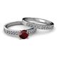 2 - Ronia Classic Red Garnet and Diamond Bridal Set Ring 