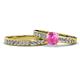 1 - Enya Classic Pink Sapphire and Diamond Bridal Set Ring 