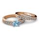 2 - Enya Classic Aquamarine and Diamond Bridal Set Ring 