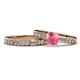 1 - Enya Classic Pink Tourmaline and Diamond Bridal Set Ring 