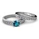 2 - Enya Classic London Blue Topaz and Diamond Bridal Set Ring 