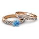 2 - Enya Classic Blue Topaz and Diamond Bridal Set Ring 