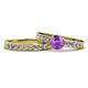 1 - Enya Classic Amethyst and Diamond Bridal Set Ring 