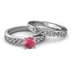 2 - Enya Classic Rhodolite Garnet and Diamond Bridal Set Ring 