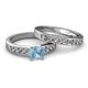 2 - Enya Classic Aquamarine and Diamond Bridal Set Ring 