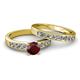 2 - Enya Classic Red Garnet and Diamond Bridal Set Ring 