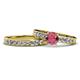 1 - Enya Classic Rhodolite Garnet and Diamond Bridal Set Ring 