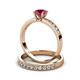 3 - Ronia Classic Rhodolite Garnet and Diamond Bridal Set Ring 
