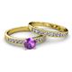 2 - Ronia Classic Amethyst and Diamond Bridal Set Ring 