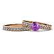 1 - Ronia Classic Amethyst and Diamond Bridal Set Ring 