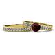 1 - Ronia Classic Red Garnet and Diamond Bridal Set Ring 