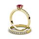 3 - Ronia Classic Rhodolite Garnet and Diamond Bridal Set Ring 