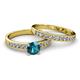 2 - Ronia Classic London Blue Topaz and Diamond Bridal Set Ring 