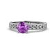 1 - Ronia Classic Amethyst and Diamond Engagement Ring 
