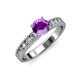 3 - Ronia Classic Amethyst and Diamond Engagement Ring 