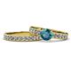 1 - Ronia Classic London Blue Topaz and Diamond Bridal Set Ring 