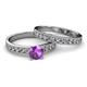 2 - Ronia Classic Amethyst and Diamond Bridal Set Ring 