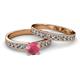 2 - Ronia Classic Rhodolite Garnet and Diamond Bridal Set Ring 