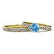 1 - Salana Classic Blue Topaz and Diamond Bridal Set Ring 