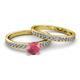 2 - Salana Classic Rhodolite Garnet and Diamond Bridal Set Ring 
