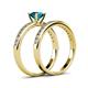 4 - Salana Classic London Blue Topaz and Diamond Bridal Set Ring 