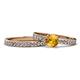 Salana Classic Citrine and Diamond Bridal Set Ring Citrine and Diamond Womens Engagement Ring Matching Diamond Band ctw K Rose Gold
