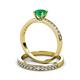 3 - Salana Classic Emerald and Diamond Bridal Set Ring 