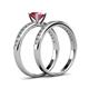 4 - Salana Classic Rhodolite Garnet and Diamond Bridal Set Ring 