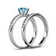 4 - Salana Classic Blue Topaz and Diamond Bridal Set Ring 