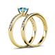 4 - Salana Classic Blue Topaz and Diamond Bridal Set Ring 