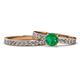 Salana Classic Emerald and Diamond Bridal Set Ring 