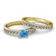 2 - Salana Classic Blue Topaz and Diamond Bridal Set Ring 