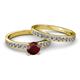 2 - Salana Classic Red Garnet and Diamond Bridal Set Ring 