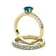 3 - Salana Classic London Blue Topaz and Diamond Bridal Set Ring 