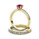 3 - Salana Classic Rhodolite Garnet and Diamond Bridal Set Ring 