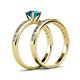 4 - Salana Classic London Blue Topaz and Diamond Bridal Set Ring 