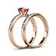 4 - Salana Classic Rhodolite Garnet and Diamond Bridal Set Ring 