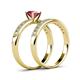 4 - Ronia Classic Rhodolite Garnet and Diamond Bridal Set Ring 