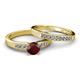 2 - Merlyn Classic Red Garnet and Diamond Bridal Set Ring 